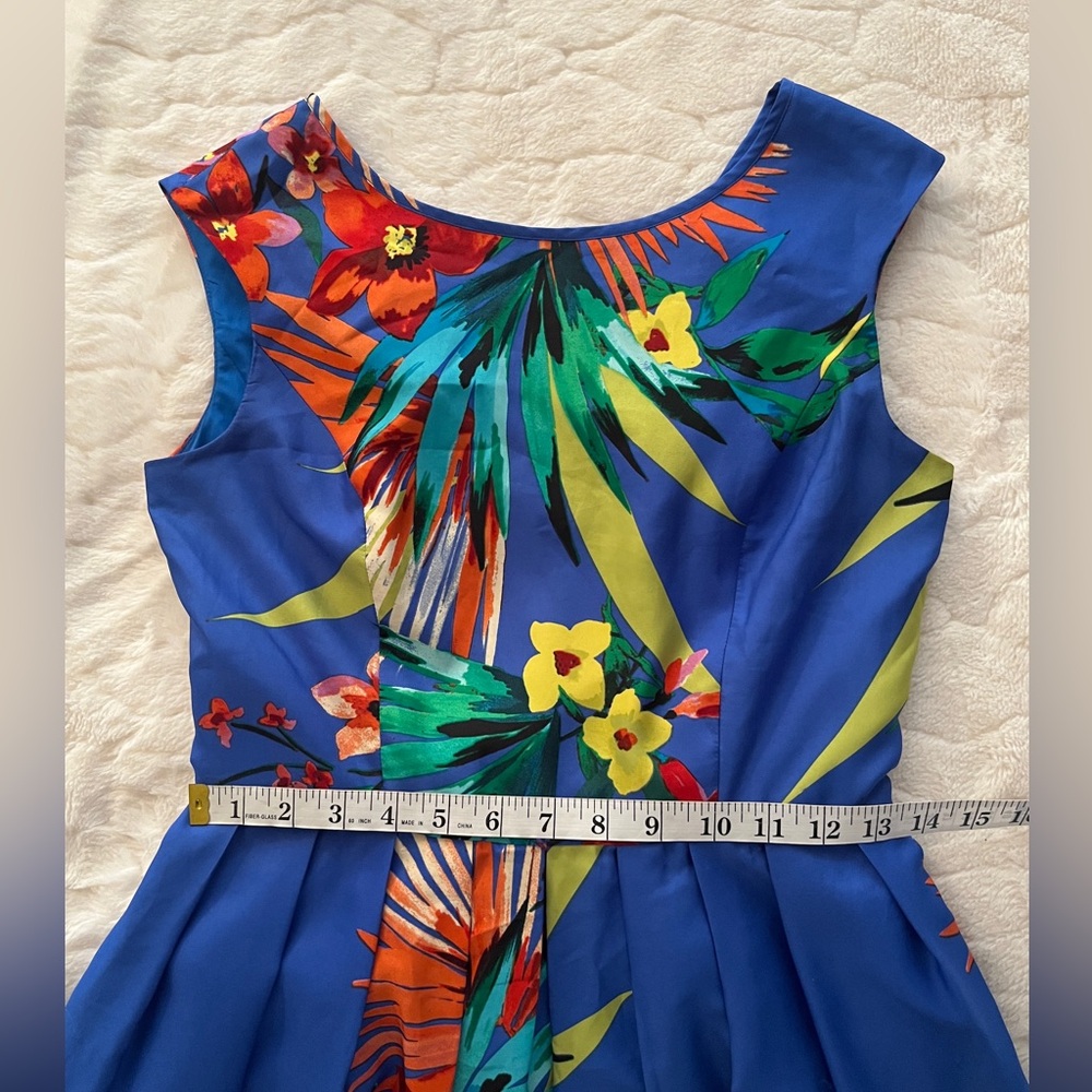 ELLEN TRACY Blue Green
Orange Floral Leaves dress size S - Picture 6 of 12